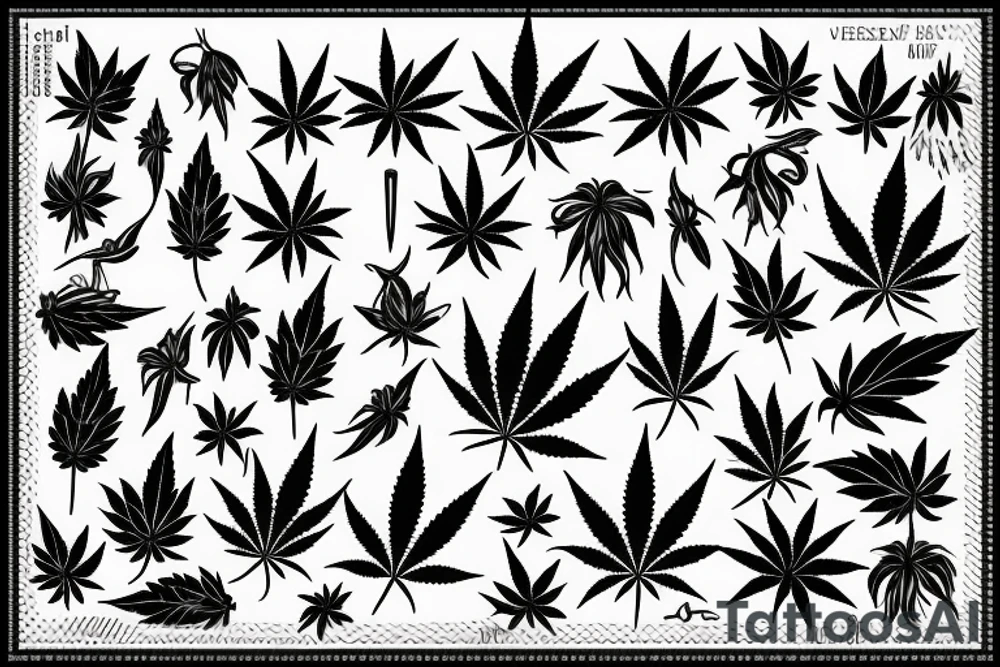 Dna symbol with weed leaf tattoo idea