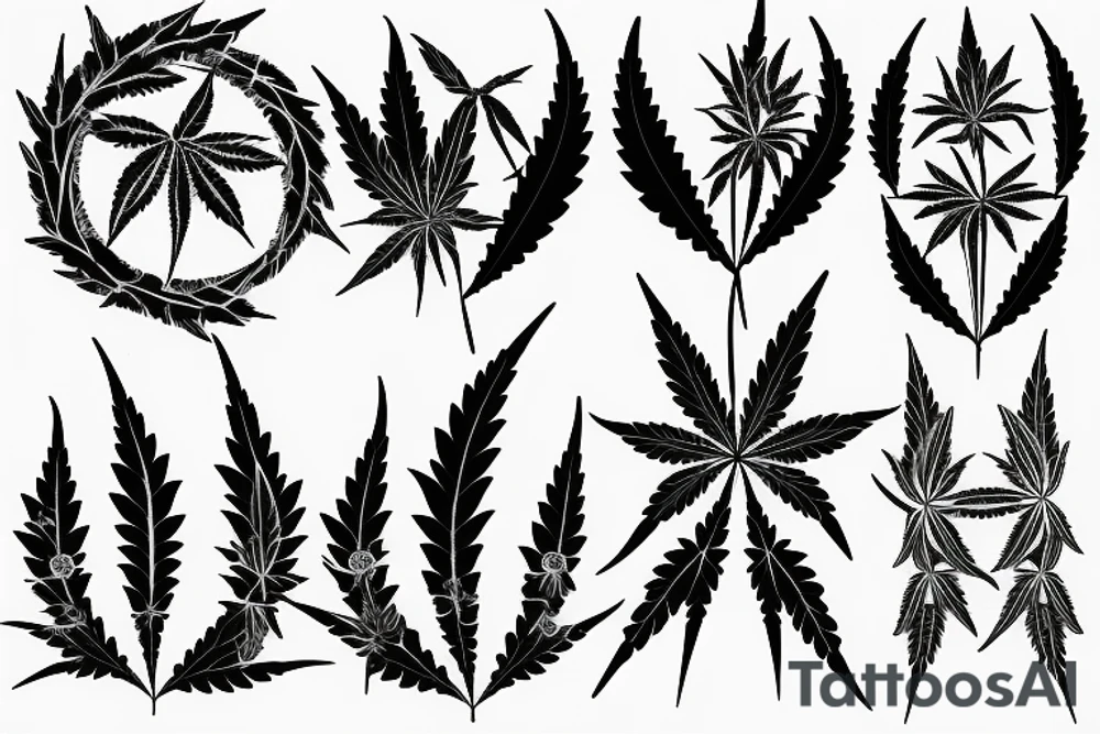 Dna symbol with weed leaf tattoo idea