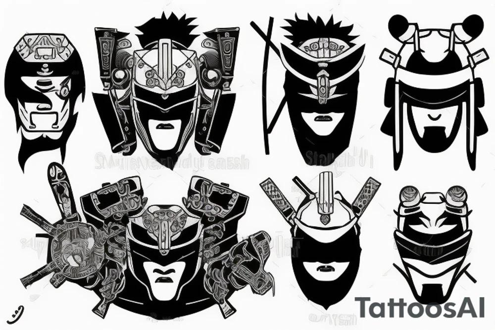 samurai mask in cyberpunk 2077 style tattoo idea