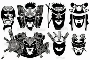 samurai mask in cyberpunk 2077 style tattoo idea