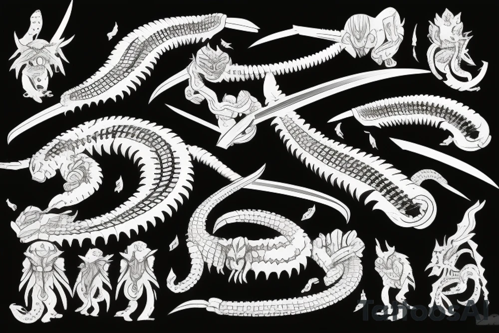 centipede katana tattoo idea