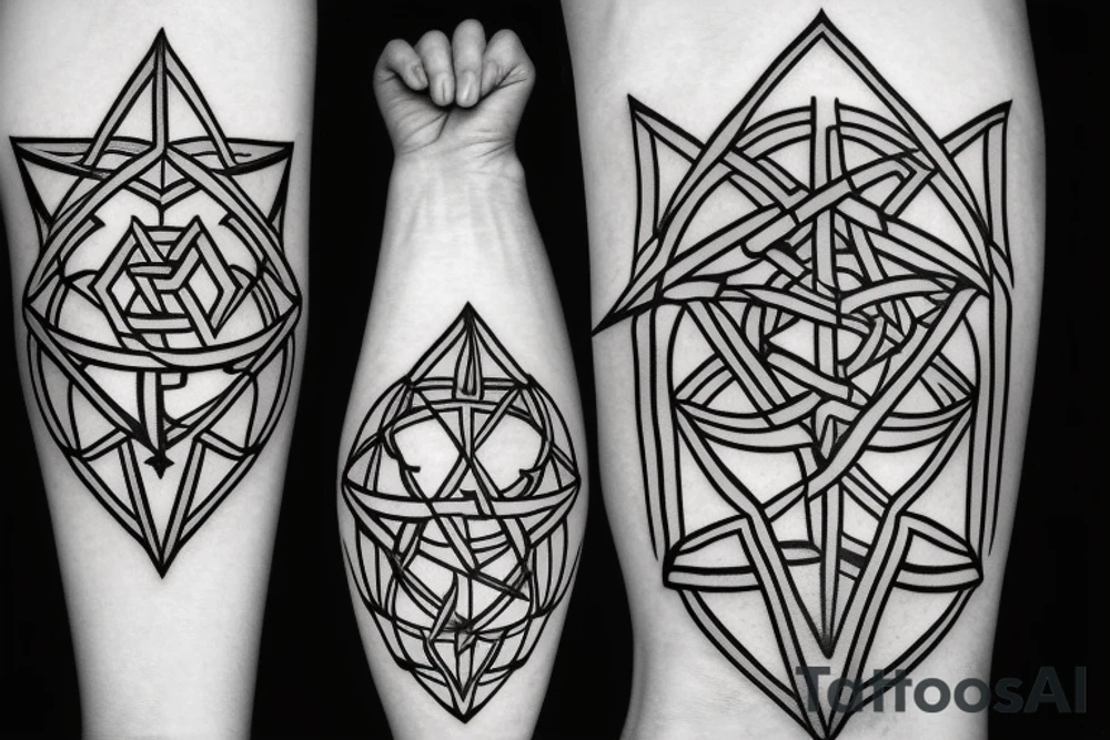 earth witch crystal geometric viking sigil tattoo idea