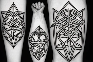 earth witch crystal geometric viking sigil tattoo idea