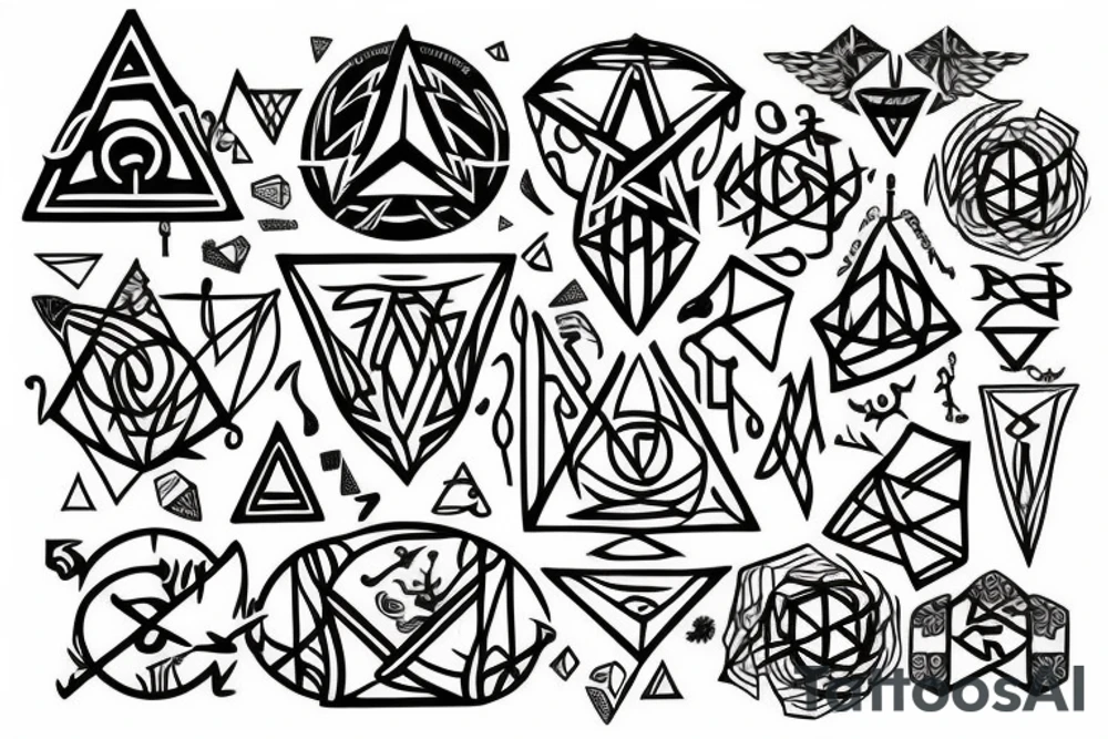 earth witch crystal geometric viking sigil tattoo idea