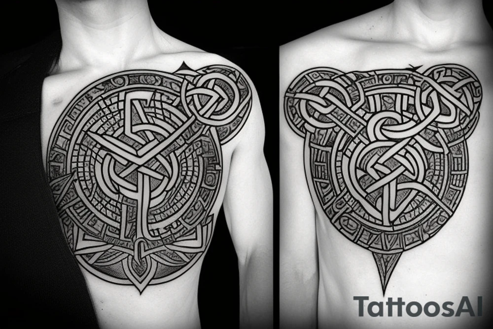 earth witch crystal geometric viking sigil tattoo idea