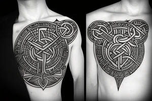 earth witch crystal geometric viking sigil tattoo idea