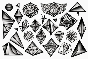 earth witch crystal geometric tattoo idea