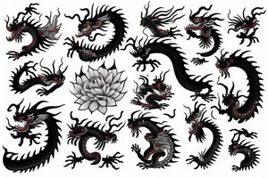 Chinese dragon with flowers tattoo idea