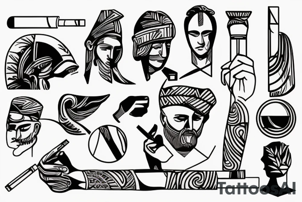 Ancient greece man holding a cigarette tattoo idea