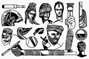 Ancient greece man holding a cigarette tattoo idea