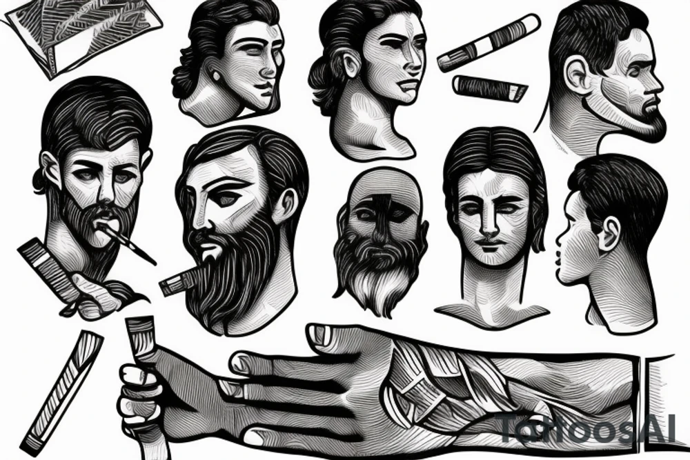 Ancient greece man holding a cigarette tattoo idea