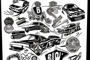 BMW E36 with the name ‘bb boys’ tattoo idea