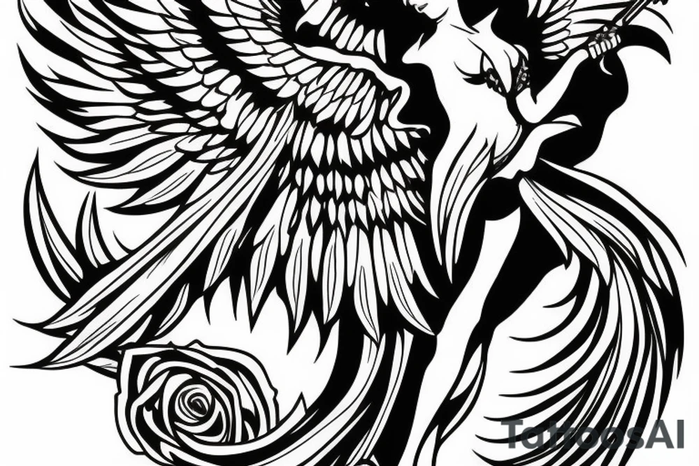 angel with blade tattoo idea