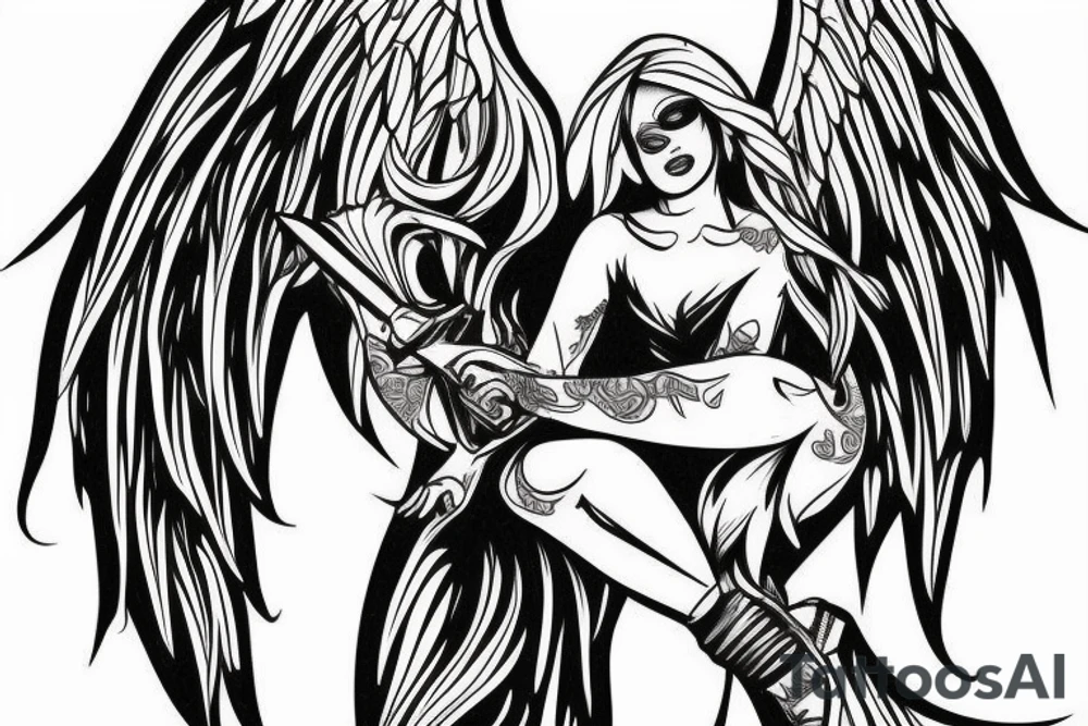 angel with blade tattoo idea