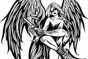 angel with blade tattoo idea