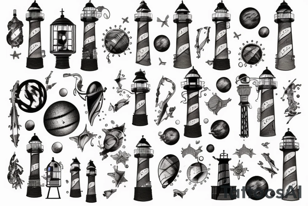Lighthouse in space tattoo idea