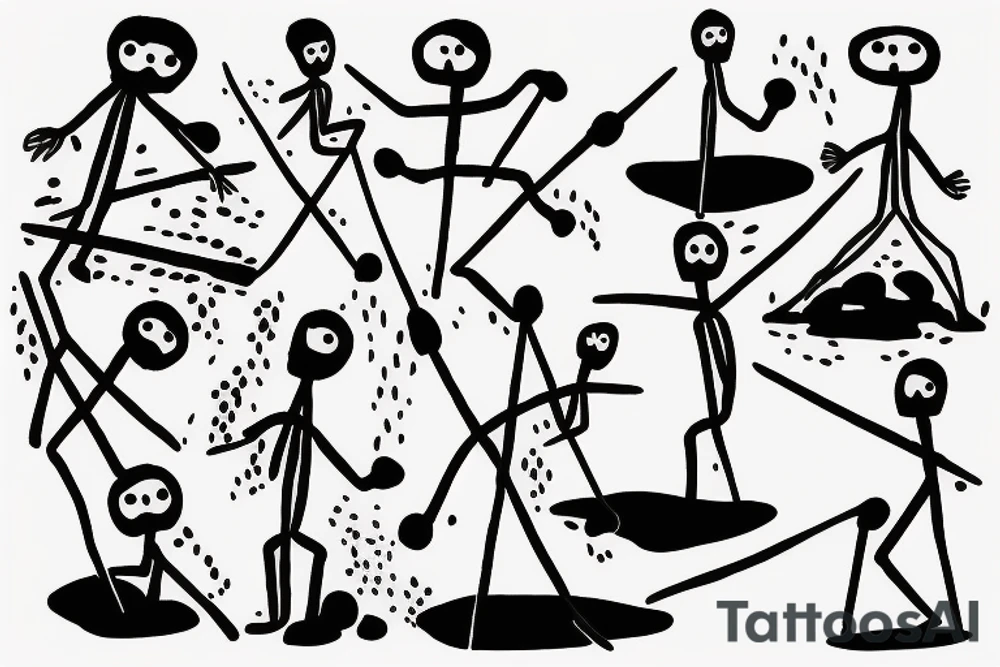 small stickmen on beach tattoo idea