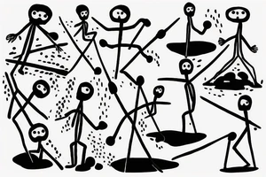 small stickmen on beach tattoo idea