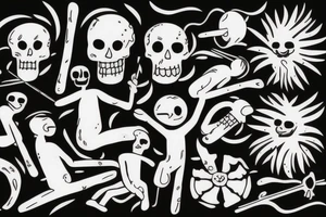 small stickmen on beach tattoo idea