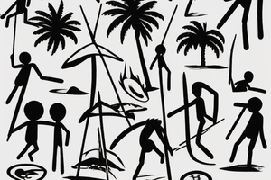 small stickmen on beach tattoo idea