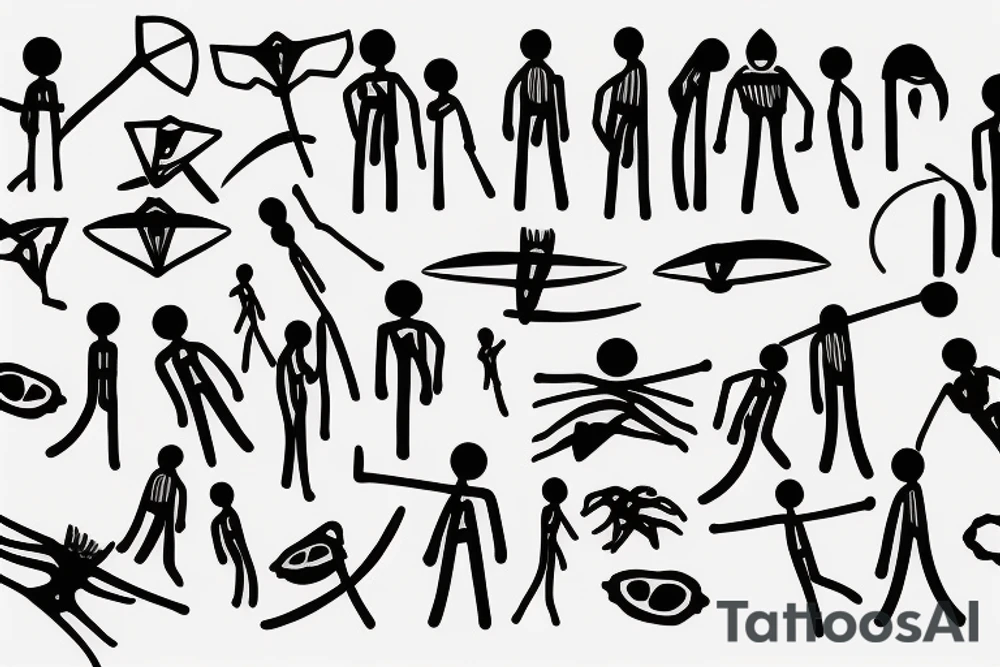 stickmen on beach tattoo idea