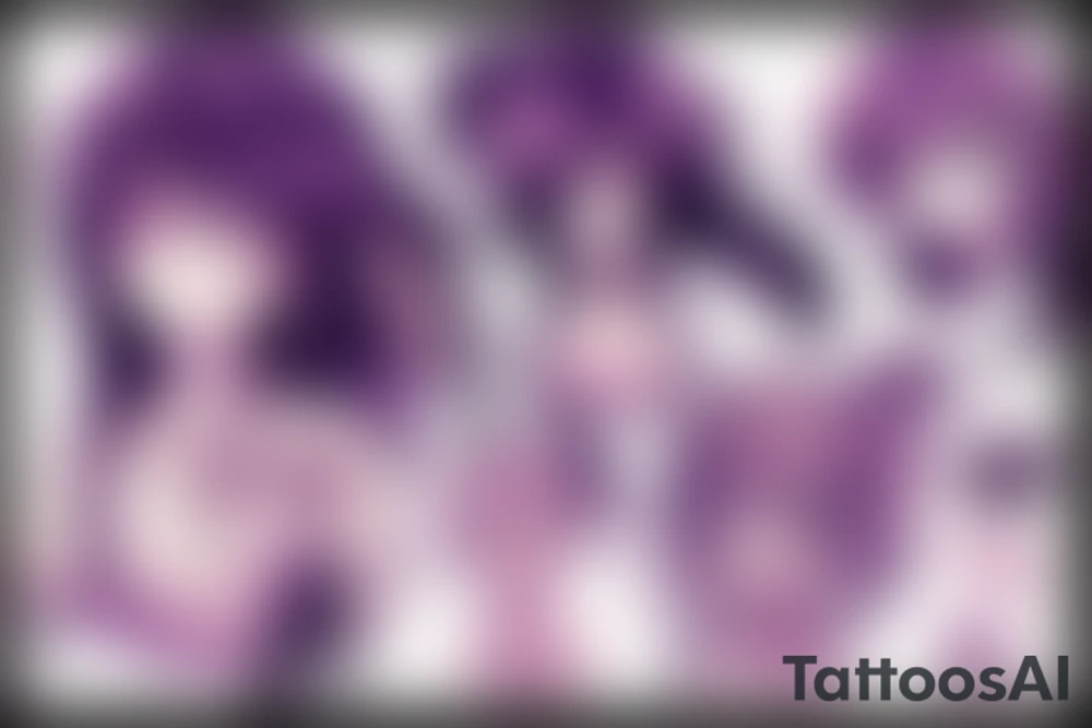 Anime girl, 3d, HDR, super detailed tattoo idea