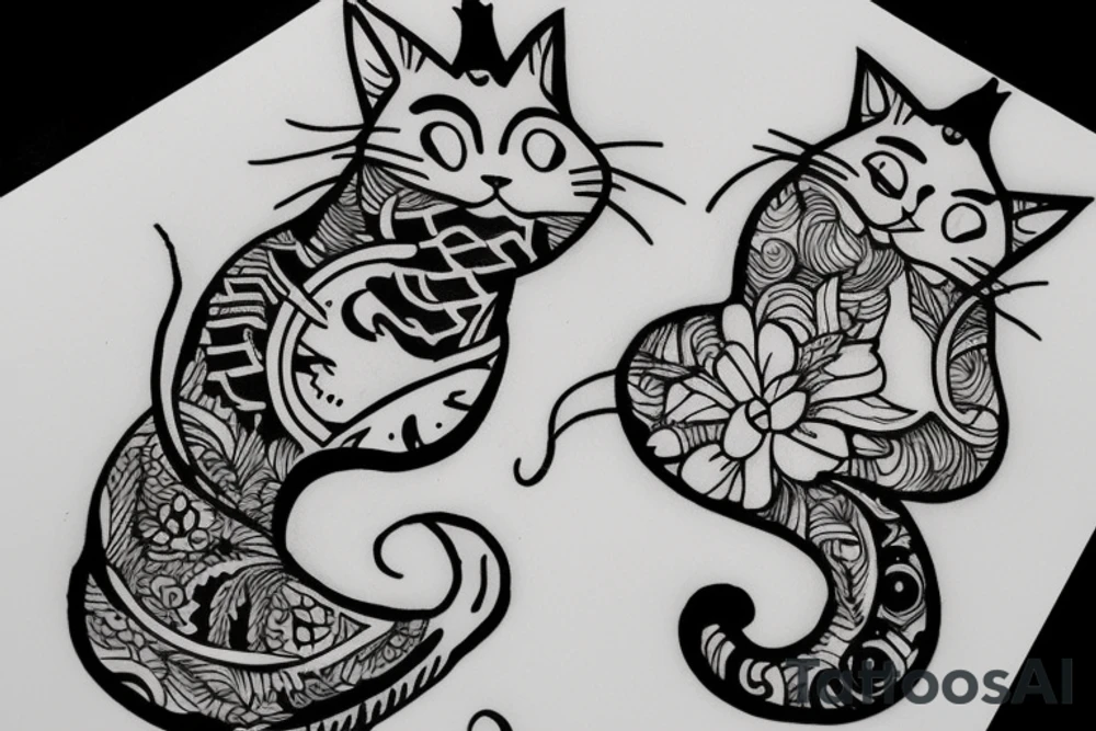 Cat  doing a tattoo tattoo idea