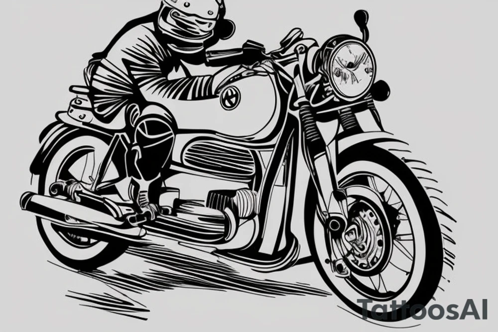 One line of old bmw motorcycle from the front tattoo idea