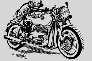 One line of old bmw motorcycle from the front tattoo idea