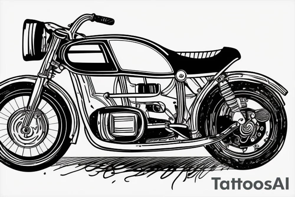 One line of old bmw motorcycle from the front tattoo idea