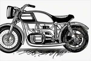 One line of old bmw motorcycle from the front tattoo idea