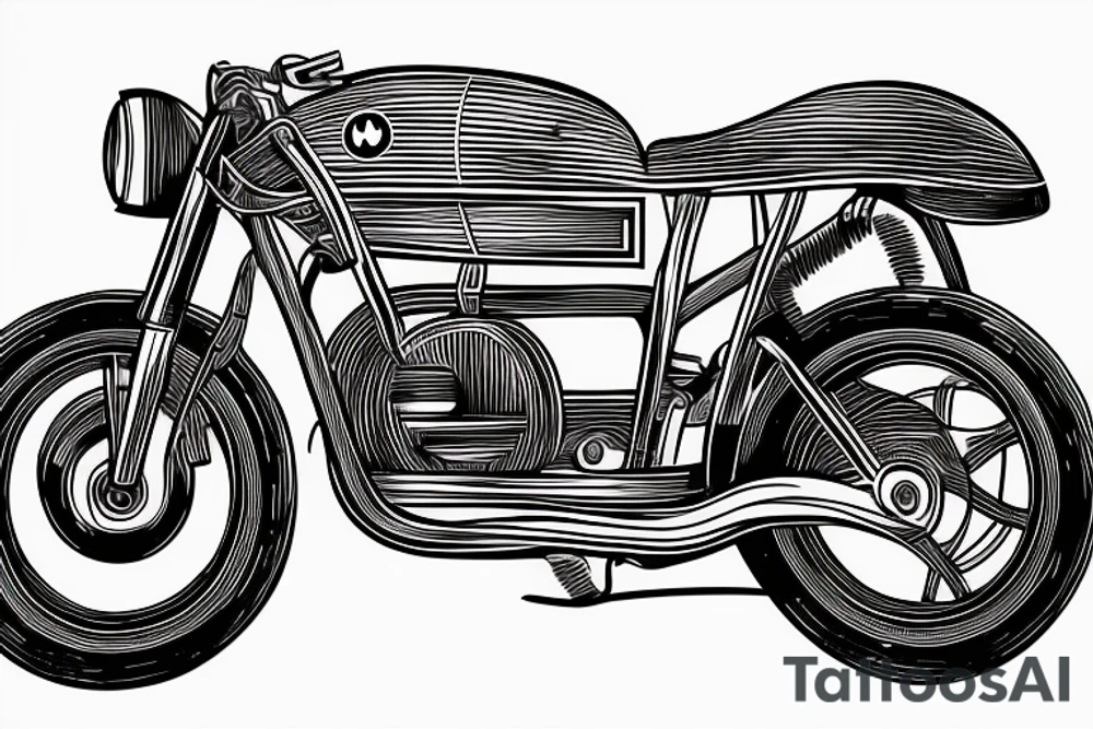 One line of old bmw motorcycle from the front tattoo idea