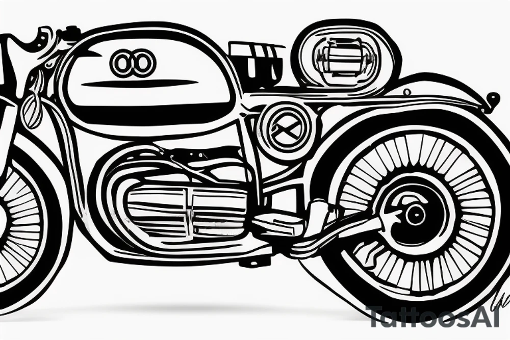 One line of old bmw motorcycle from the front tattoo idea