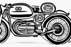 One line of old bmw motorcycle from the front tattoo idea