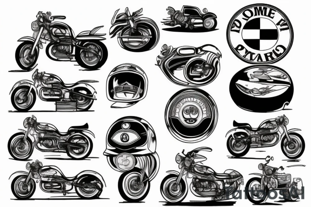 One line of old bmw motorcycle front view tattoo idea