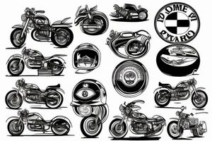 One line of old bmw motorcycle front view tattoo idea
