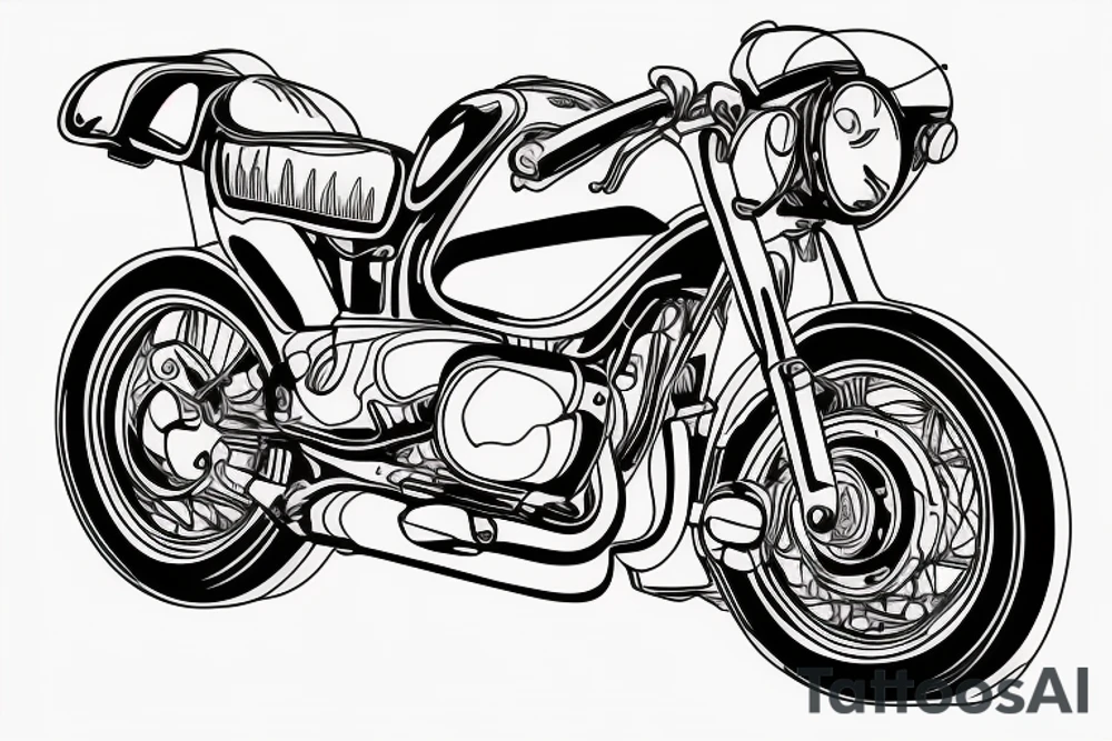 One line of old bmw motorcycle front view tattoo idea