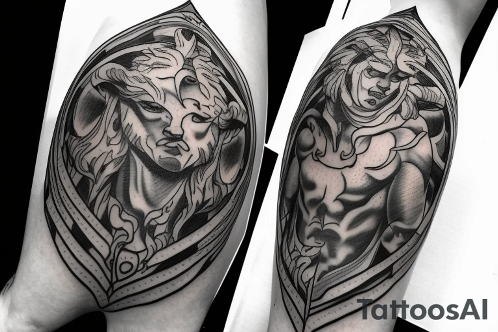 Atlas from the greek mythology surrounded by Cerberus tattoo idea