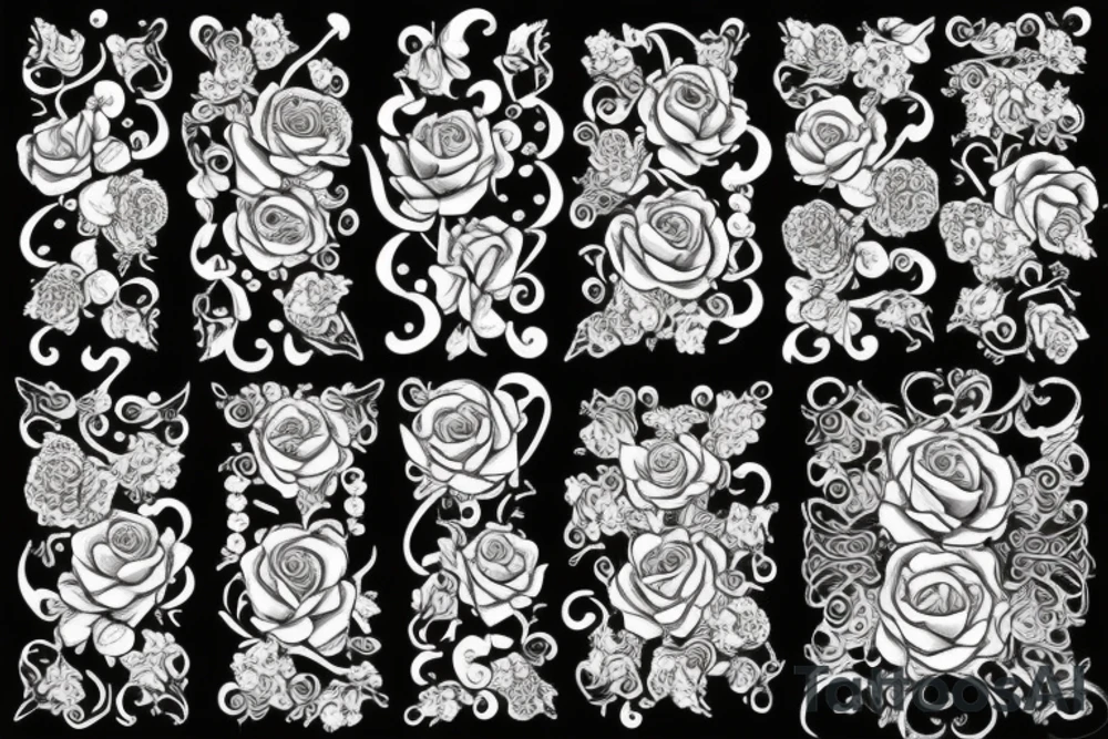 Filigree with roses tattoo idea