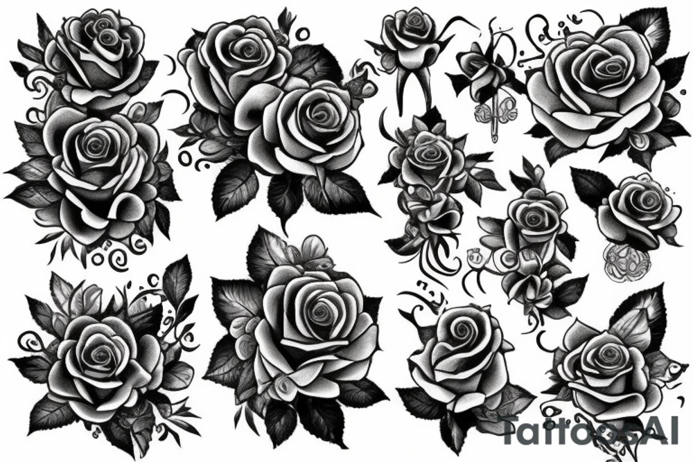 Filigree with roses tattoo idea