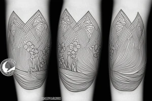 Lighthouse with waves ans daffodiles tattoo idea