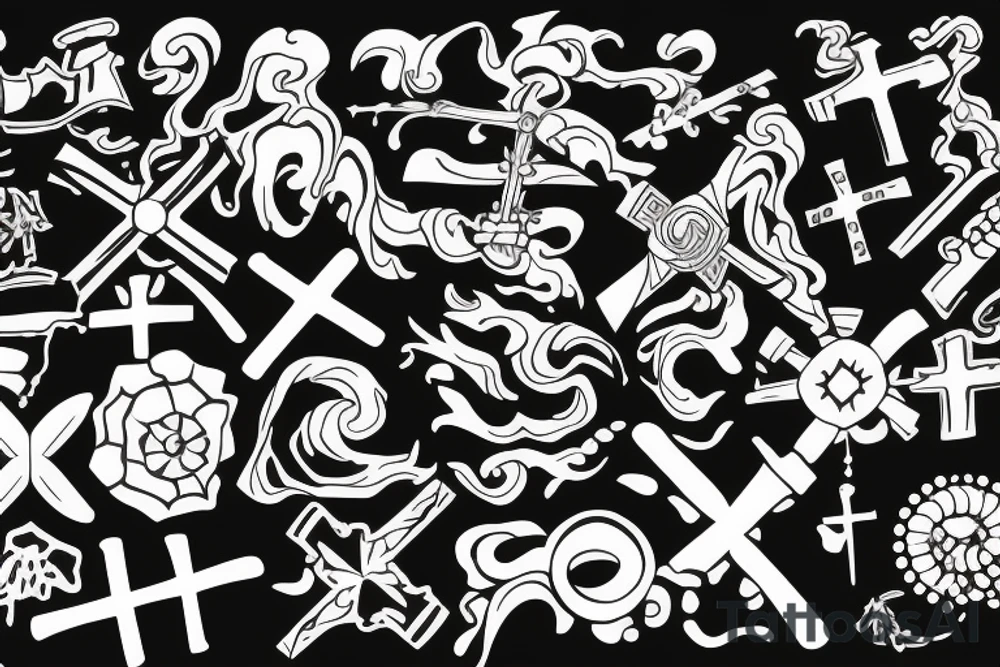 Soldier with small cross somewhere and waves tattoo idea