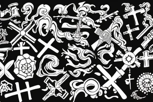 Soldier with small cross somewhere and waves tattoo idea