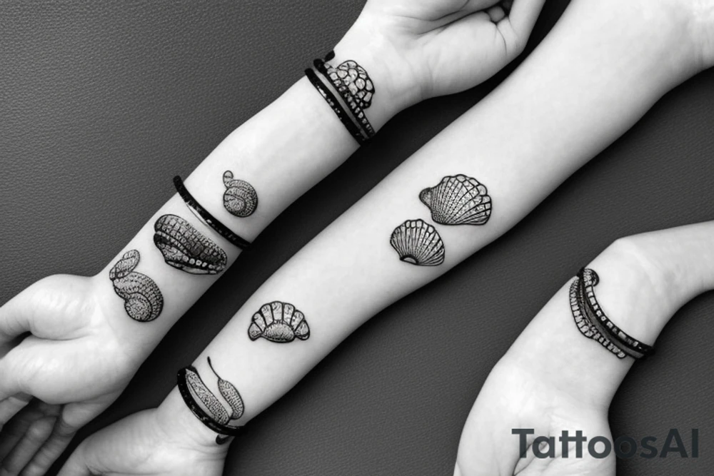 sea shells bracelet tattoo idea