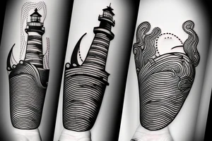 Lighthouse with waves and whale tattoo idea