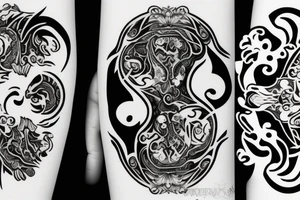 two wolfs black and white ying yang tattoo idea