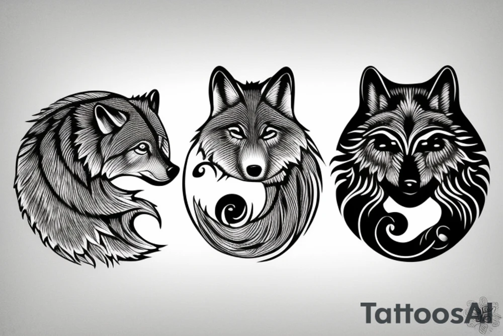 two wolfs black and white ying yang tattoo idea two wolfs black and white ying yang tattoo idea