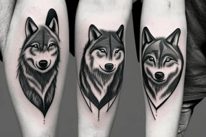 two wolfs into each other black and white ying yang tattoo idea