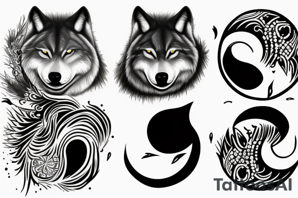 two wolfs into each other black and white ying yang tattoo idea two wolfs into each other black and white ying yang tattoo idea