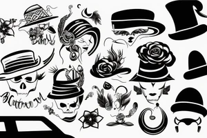 Black car with a funny hat tattoo idea